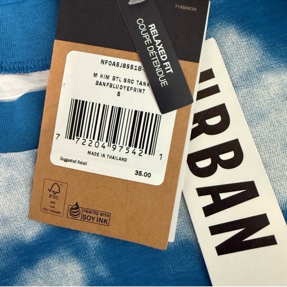 The North Face Cloud Print Muscle Tank Top NWT Blue White S - Picture 3 of 3